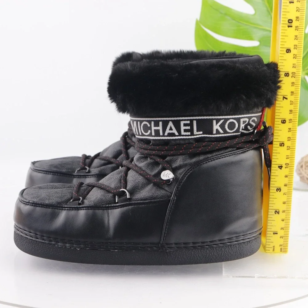 Michael Kors Womens Zelda MK Boots Size 9 Black Apres Ski Moon Snow Fur Booties